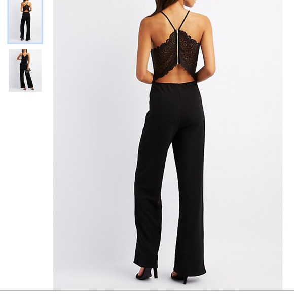 black jumpsuit with lace back